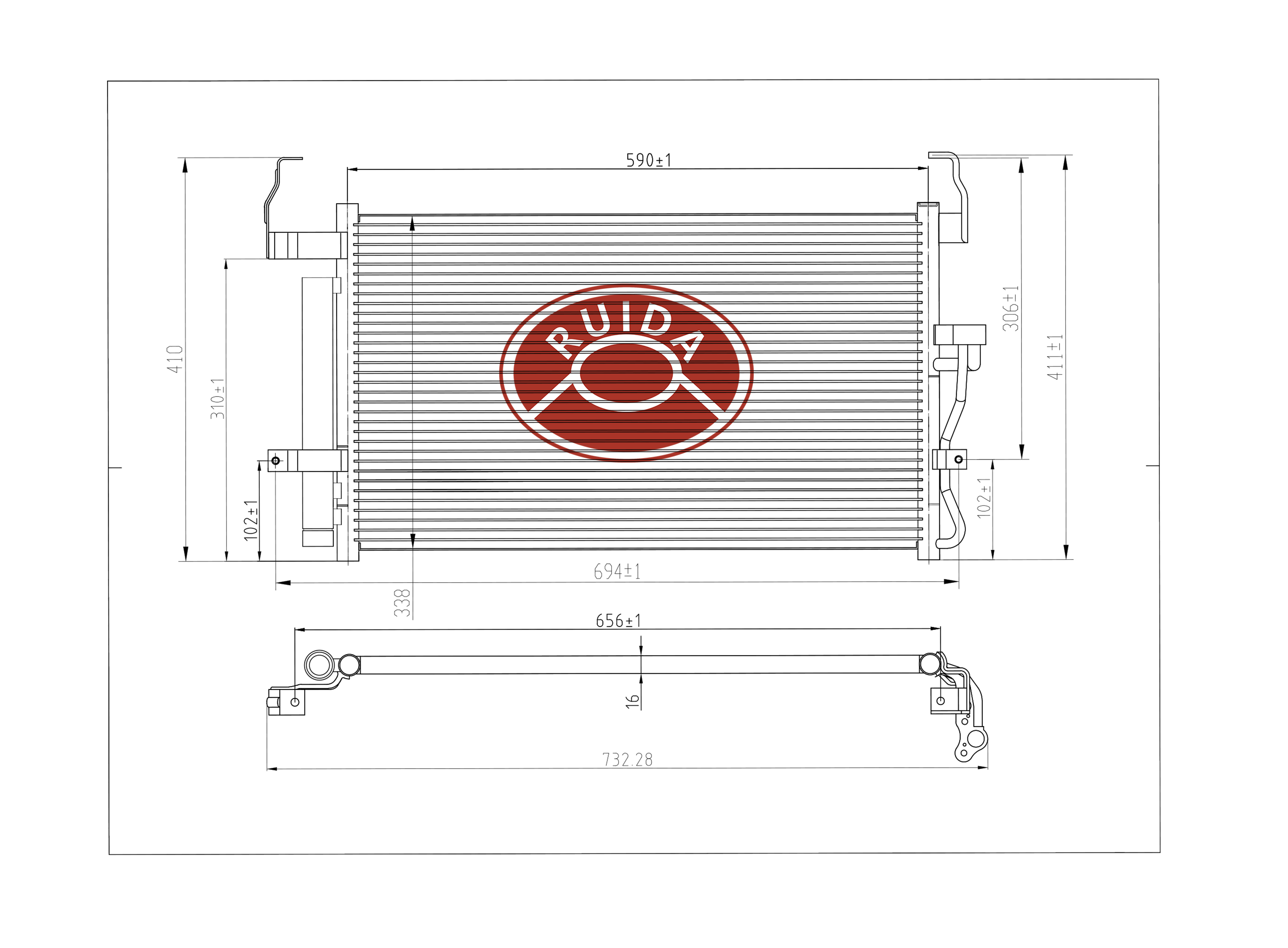 Dibujo del condensador de aluminio DPI3084