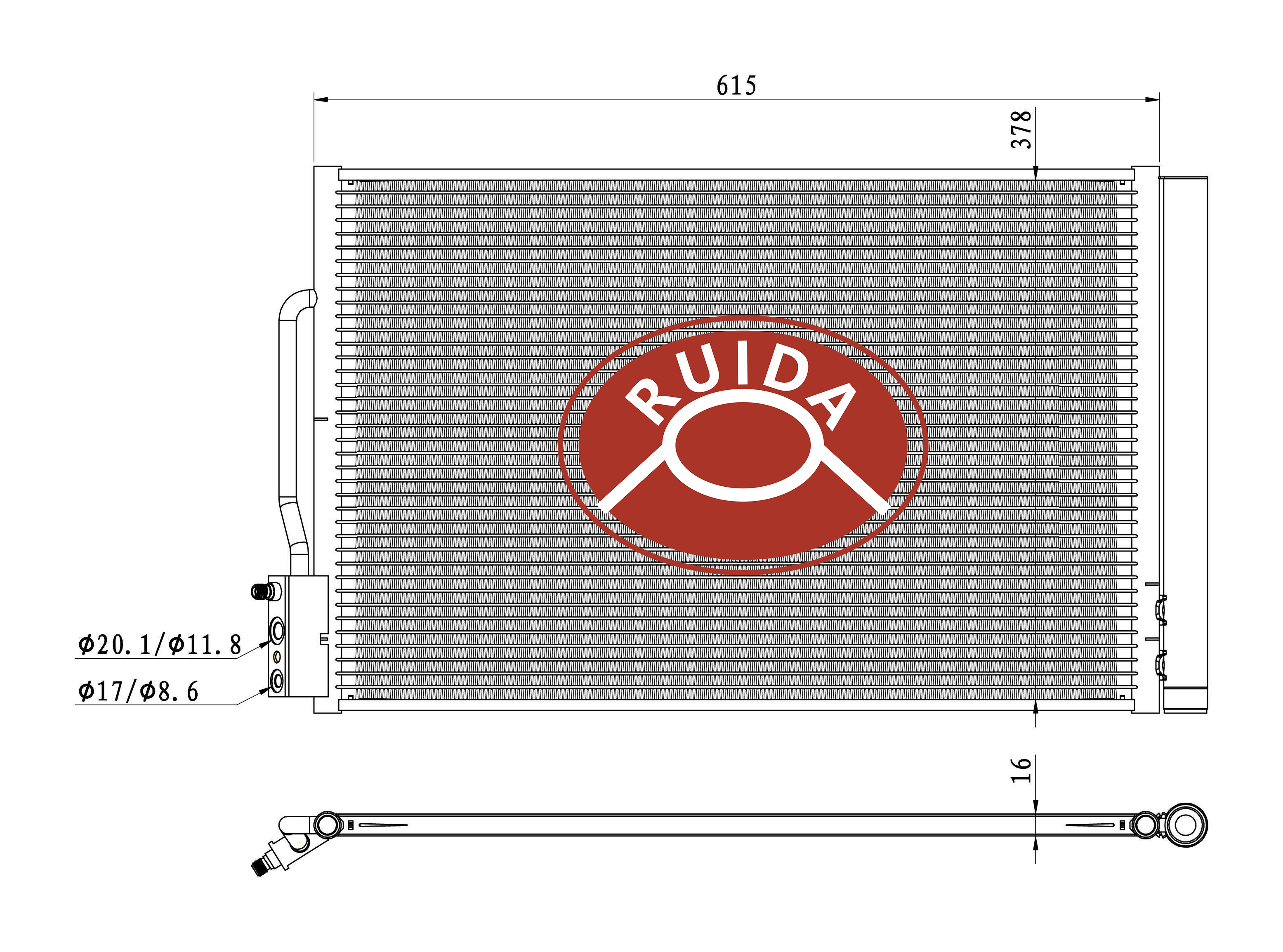 Dibujo del condensador de CA para automóvil DPI 30026