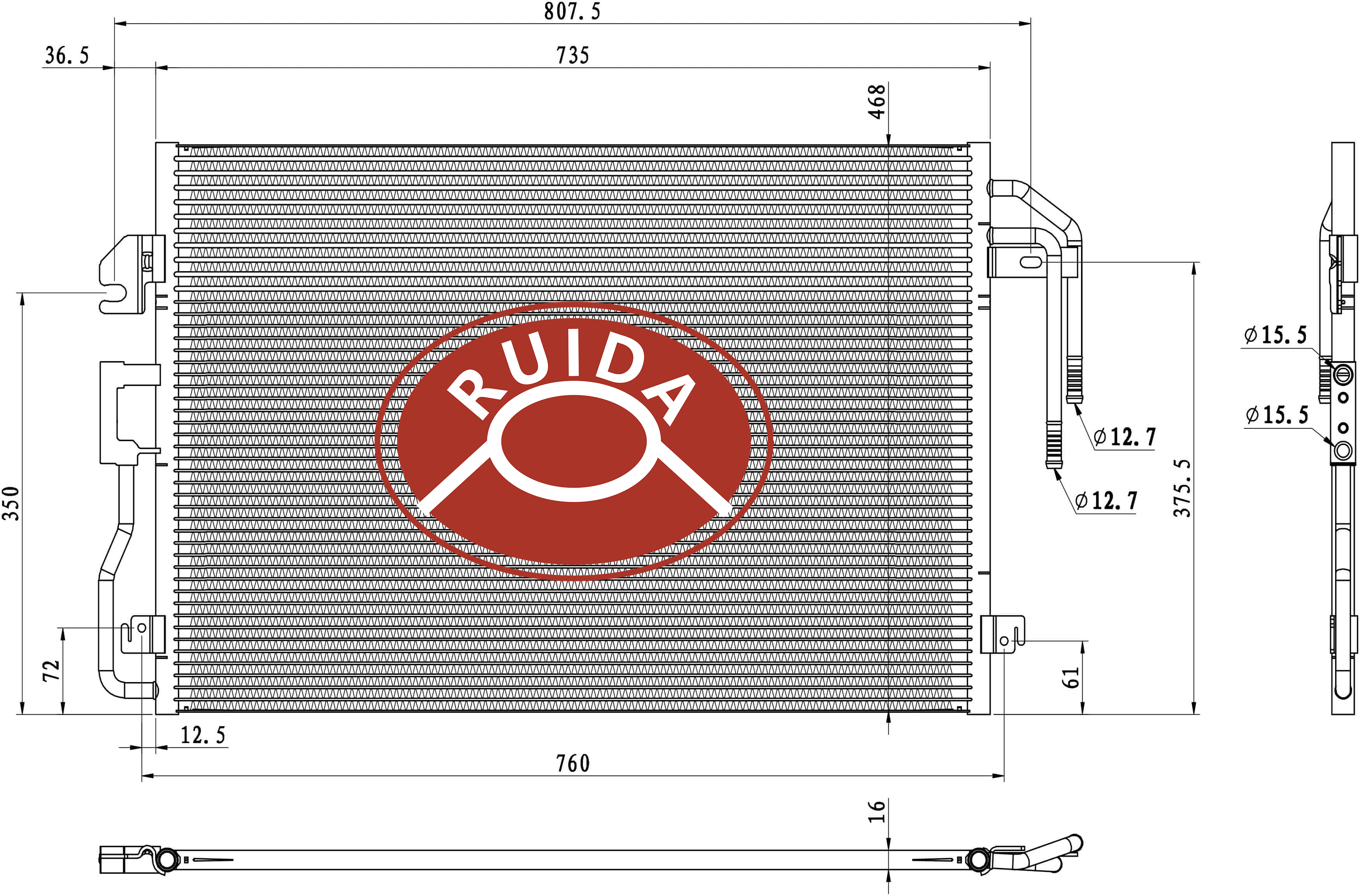 Condensador de microcanales de aluminio Ac de flujo paralelo